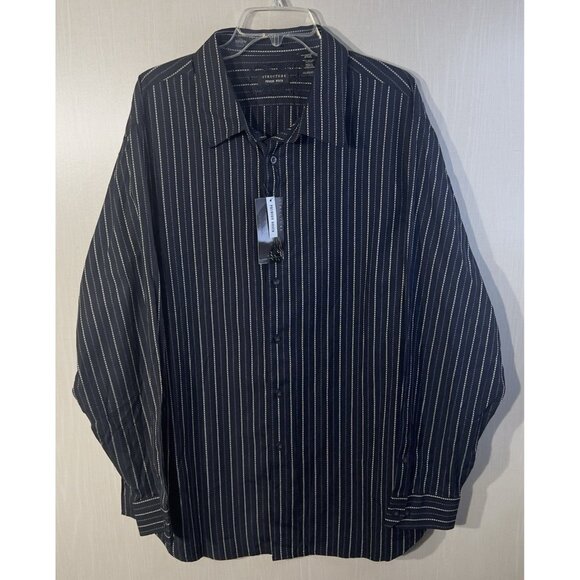 NWT 90s Mens Structure Black Dress Shirt Long Sleeve Button Down Size XXL - Picture 1 of 11